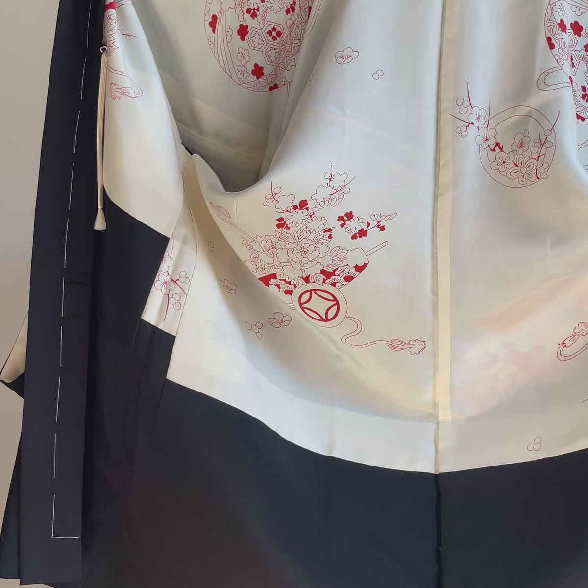 Haori Black with Japanese Fans in Silk