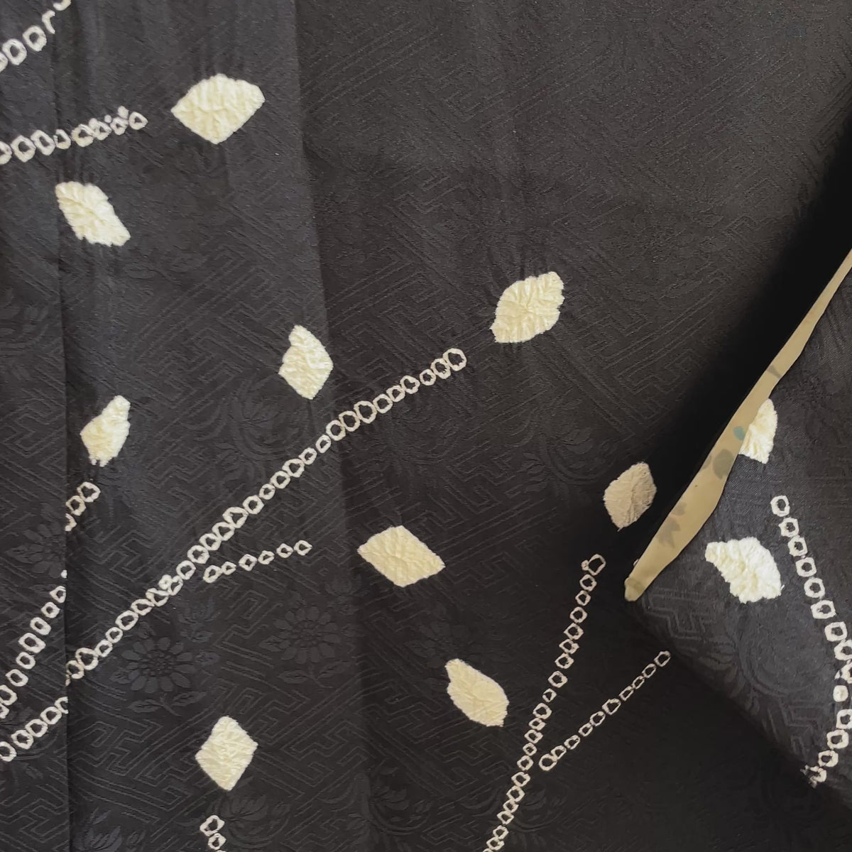 Haori Black with White Shibori Technique Leaves White in Silk