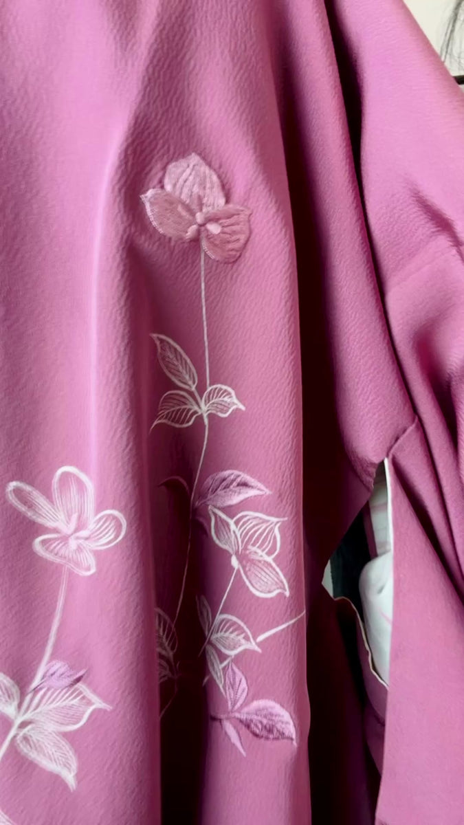 Haori Plum with Embroidered Flowers