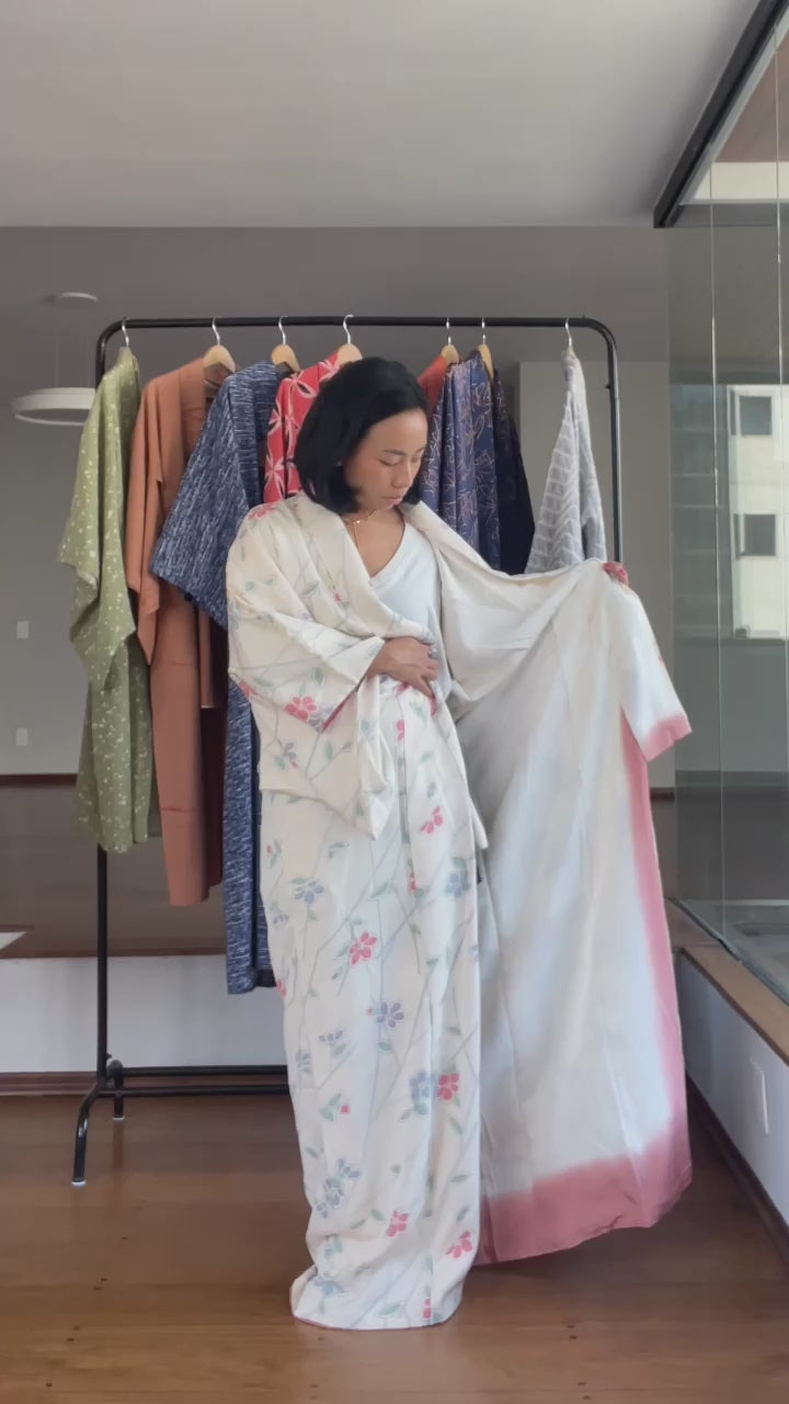 Kimono White with Kawaii Flowers
