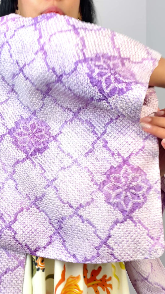 Haori Jacket Shibori Technique Lilac in Silk
