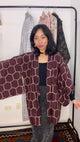 Haori Jacket Deep Brown Silk with Shibori Technique Patterns