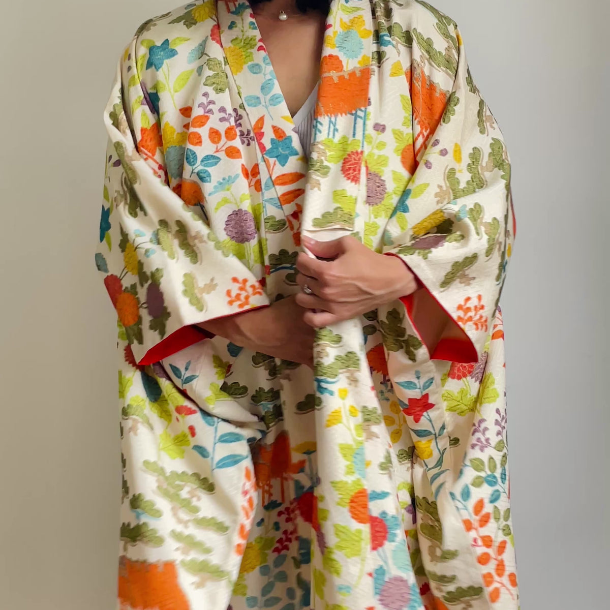 Kimono Furisode Japanese Spring Garden in Silk