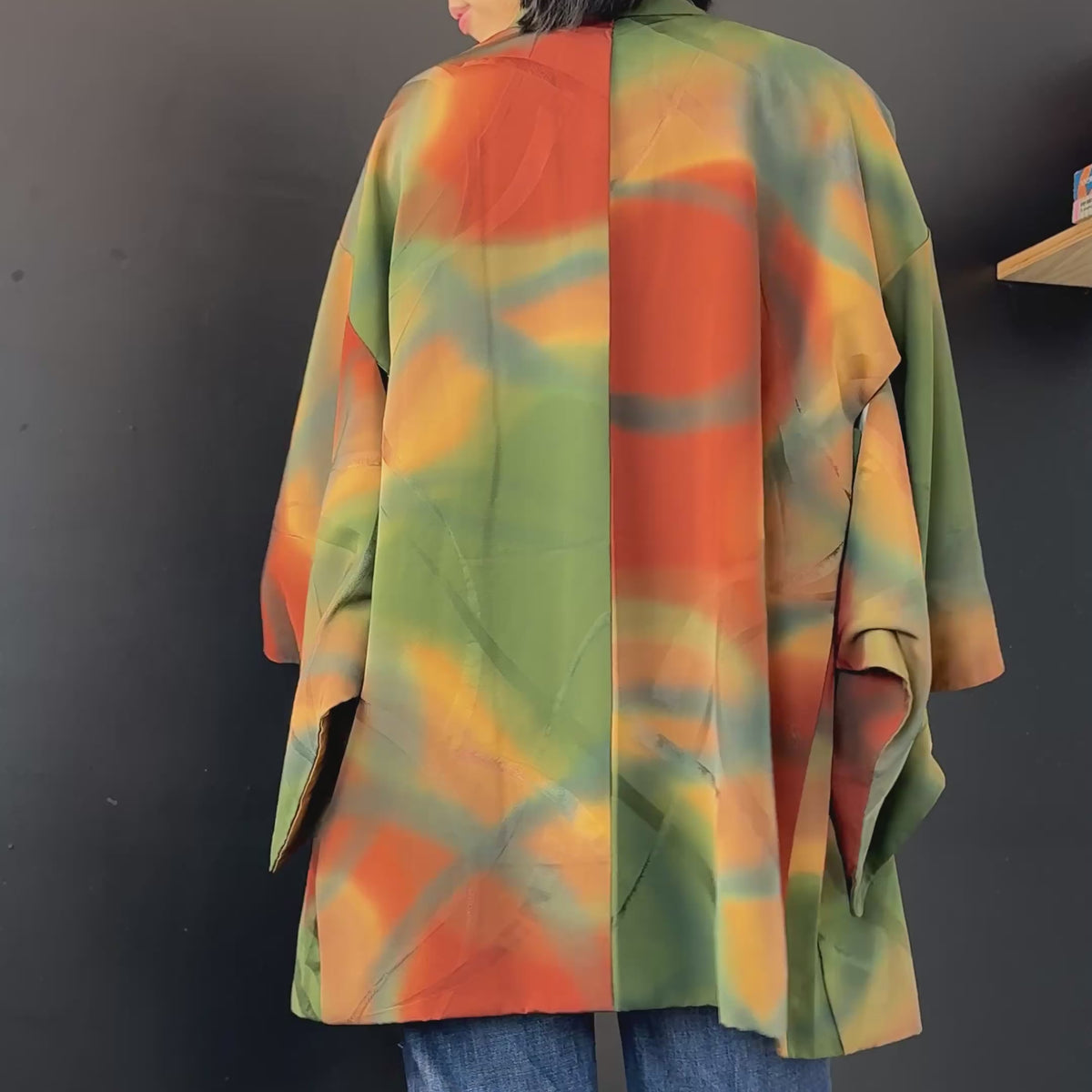 Haori Earth Tones Green Brown in Silk