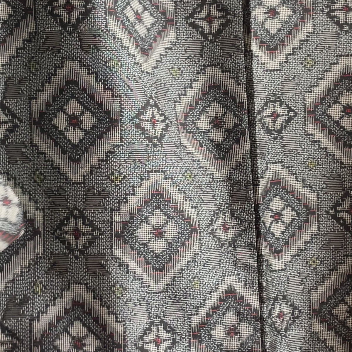 Haori Grey Geometric in Tsumugi Technique in Silk