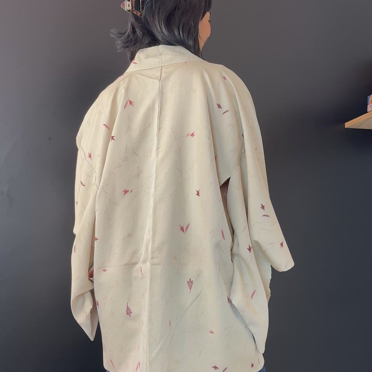 Haori Ice Silver with Metallic Leaves Embroideries