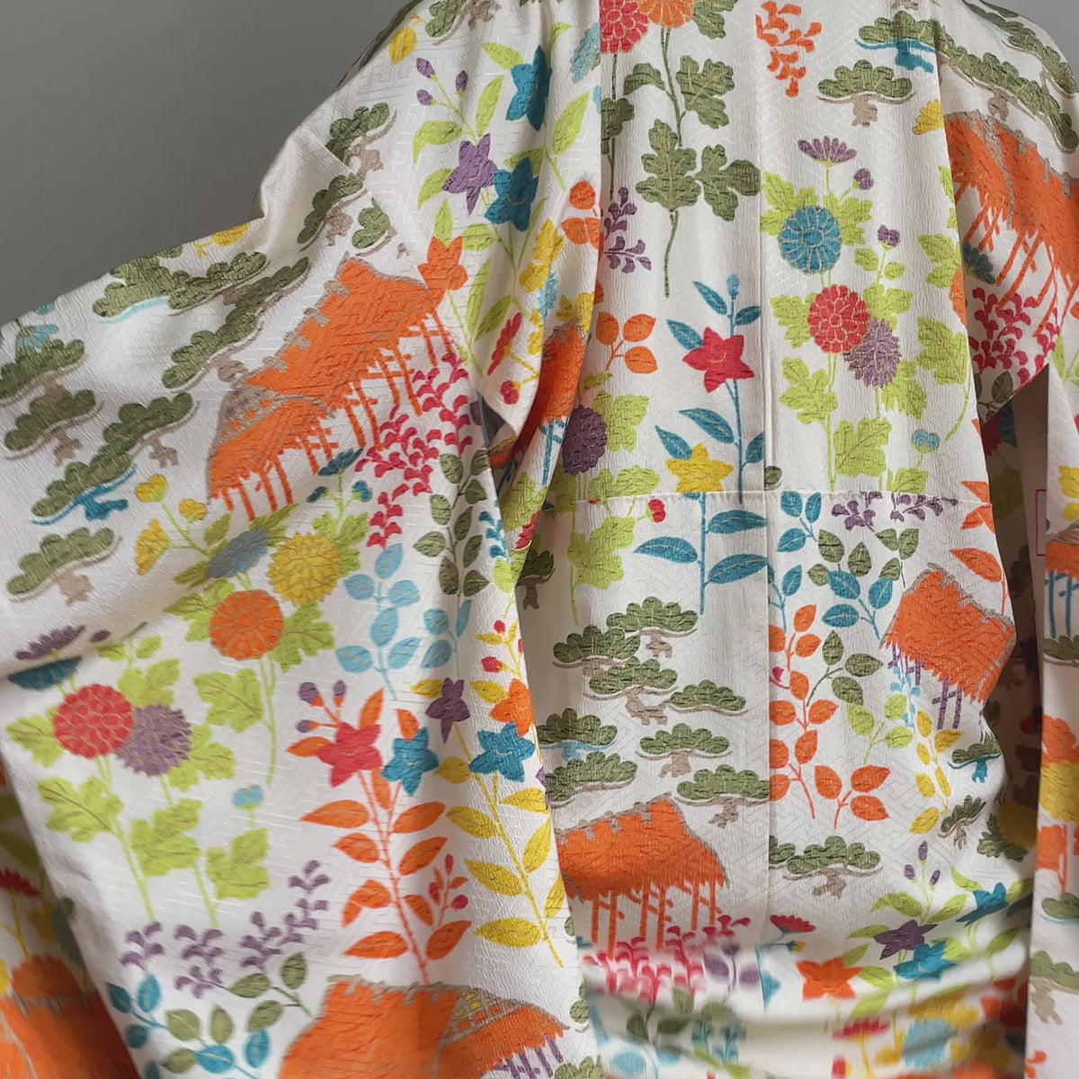 Kimono Furisode Japanese Spring Garden in Silk