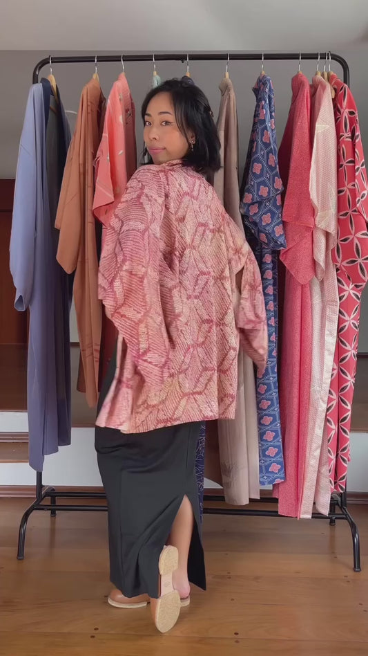Haori Jacket in Pink Ombre Shibori