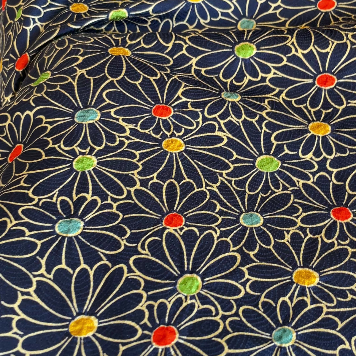 Haori Confetti Dark Blue with Flowers Pattern made in Shibori Technique in Silk